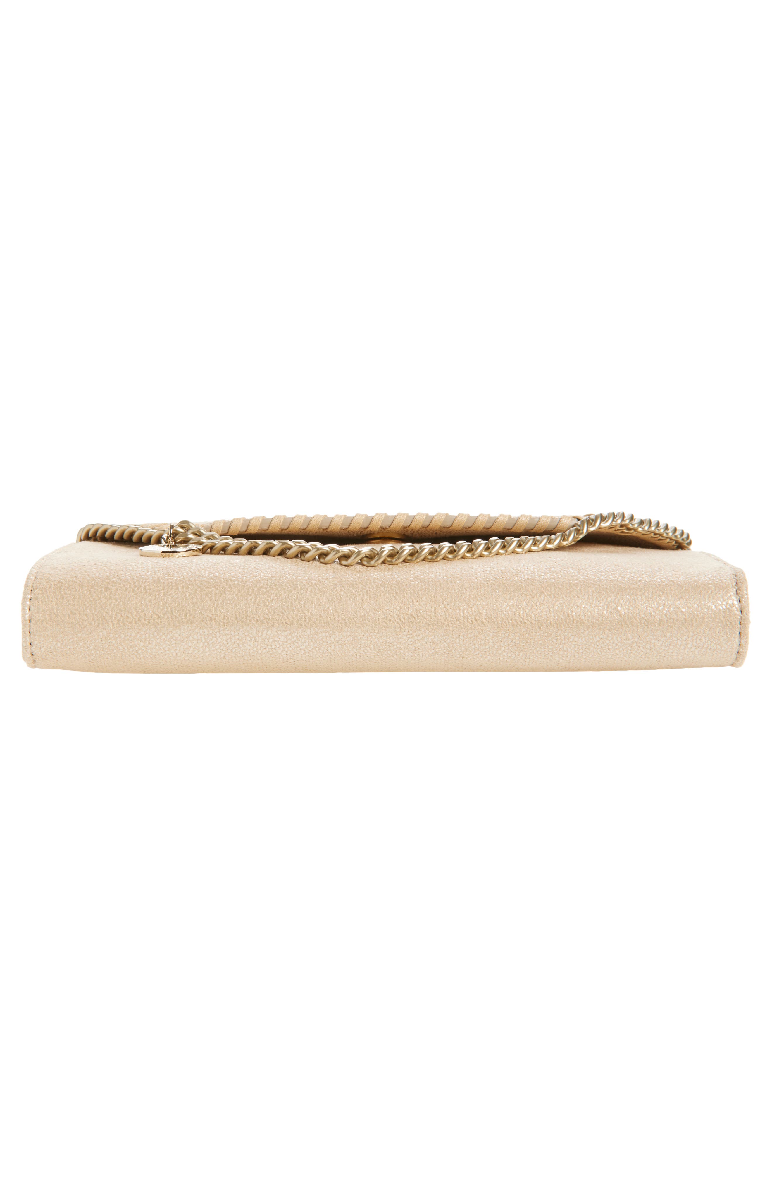 Falabella Shiny Dot Faux Leather Wallet on a Chain, Alternate, color, GOLD