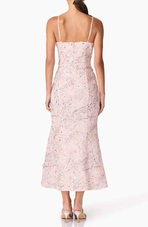 Elliatt Regina Floral Sequin Sleeveless Trumpet Gown In Pink