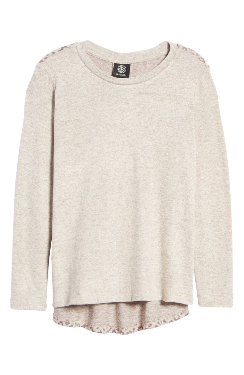 Bobeau Marled Front Patterned Back Top, Alternate, color, 