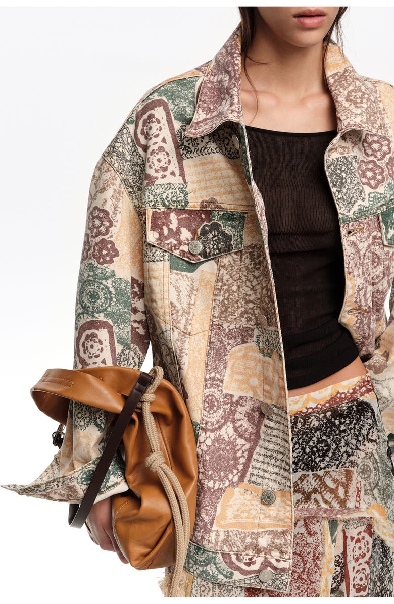 Bimba y Lola Lace Fluid Irregular Fringed Skirt, Alternate, color, Lace Print Ivory