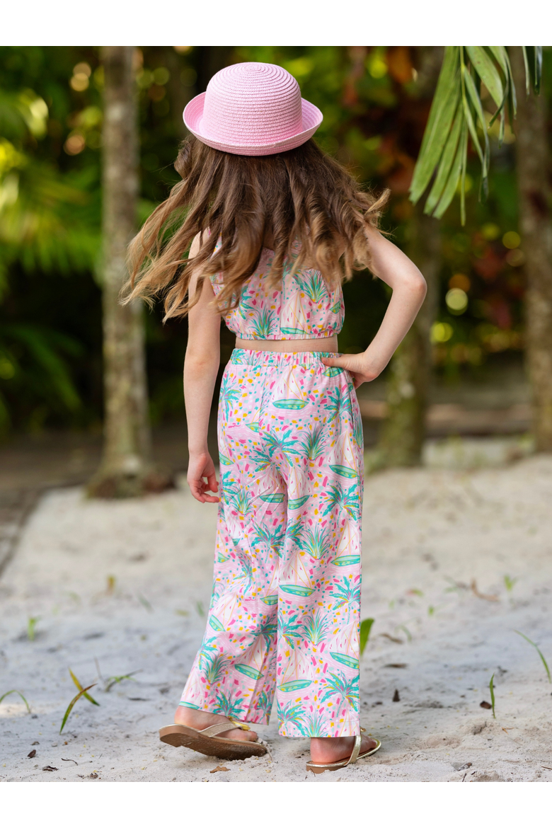 Tropical Paradise One-Shoulder Top and Palazzo Pants Set, Alternate, color, Pink