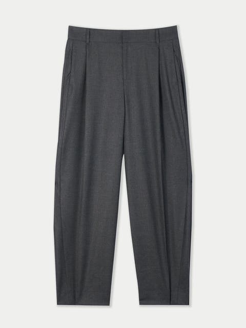 Barrel-Leg Cashmere Pants