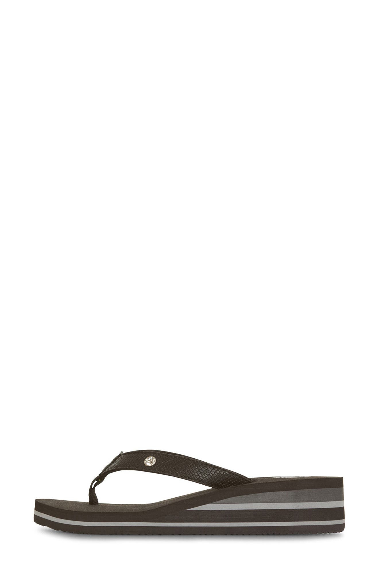 FLOOPI Flip Flop Wedge Sandal, Alternate, color, Black