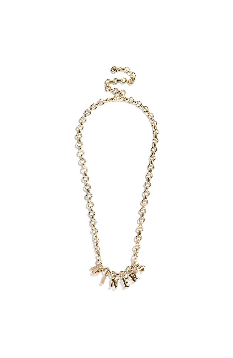 BaubleBar San Francisco 49ers Wordmark Charm Necklace, Alternate, color, Gold