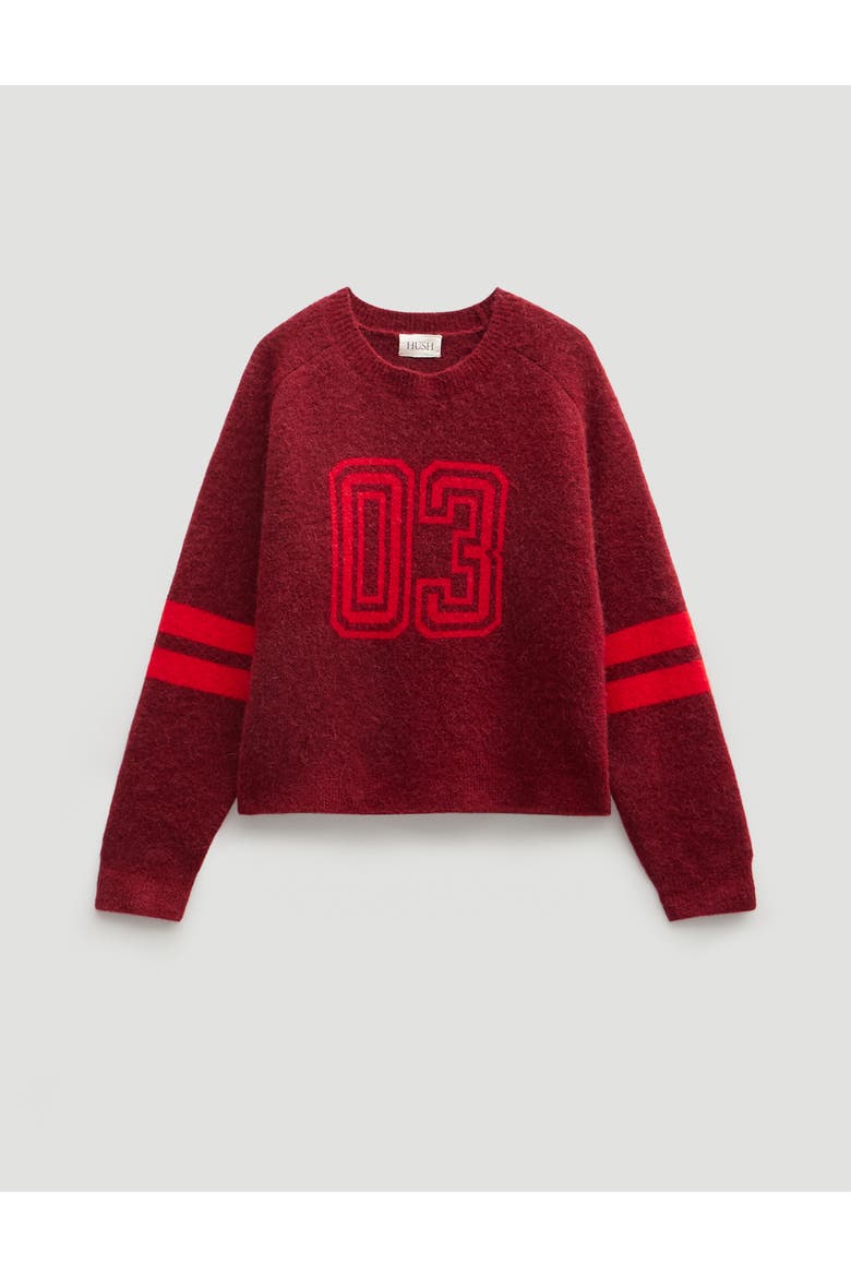 Varsity Jacquard Wool Blend Sweater, Alternate, color, Winde Red