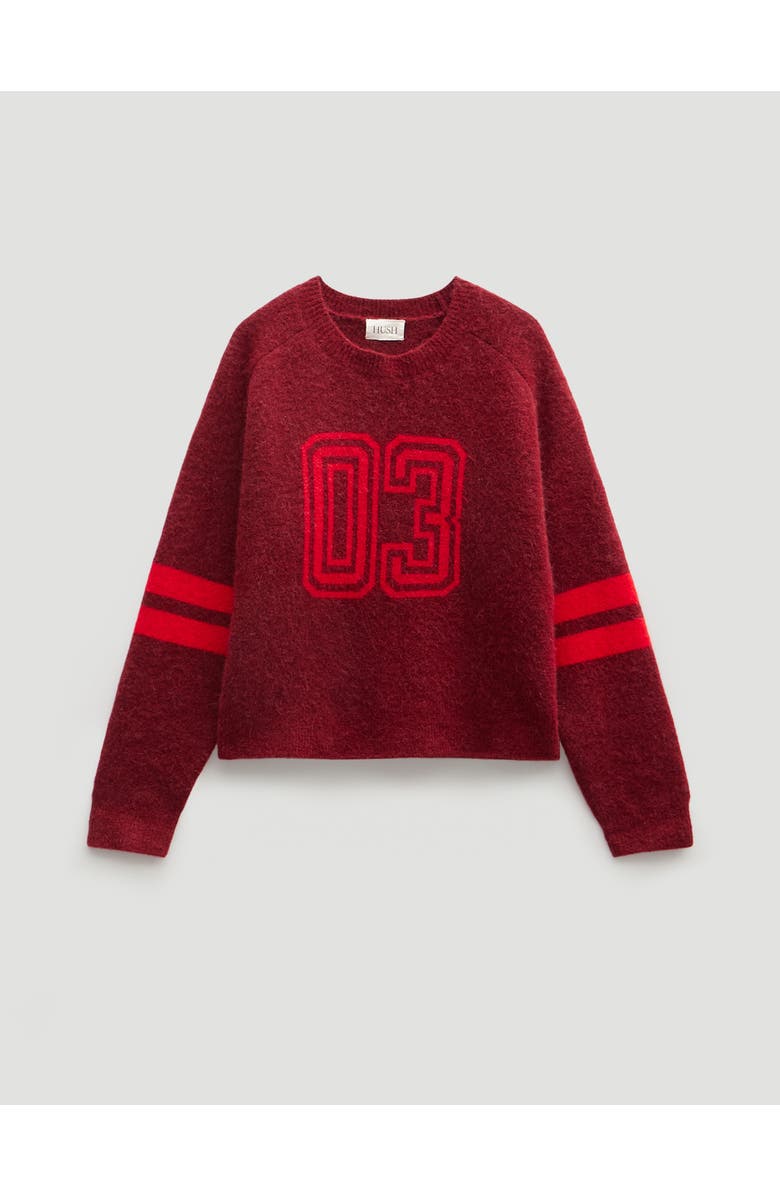 Hush Varsity Jacquard Wool Blend Sweater, Alternate, color, Winde Red