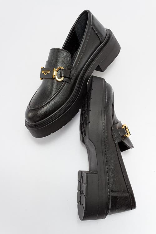 Forever & Always Shoes Simone Bit Platform Loafer In Black Faux Leather