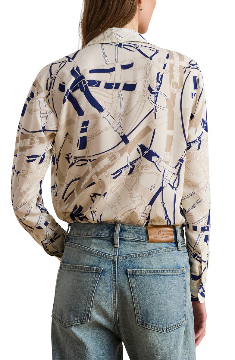 Lauren Ralph Lauren Belting Print Classic Fit Crepe Button-Up Shirt, Alternate, color, 