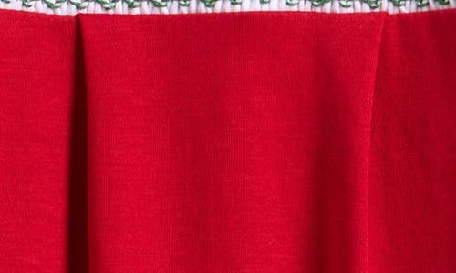 Kissy Kissy Christmas Embroidered Cotton Velveteen Footie In Red