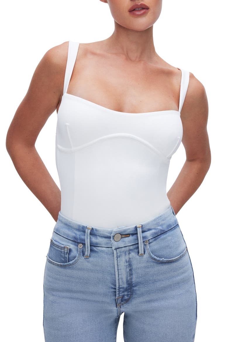 Sweetheart Sculpting Tank Bodysuit, Main, color, WHITE001