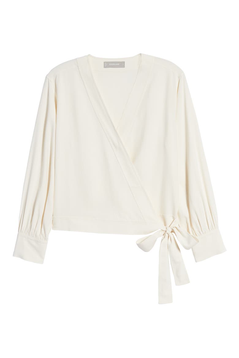 The Washable Silk Wrap Top, Main, color, BONE