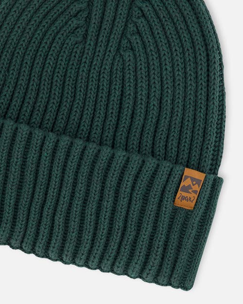 Deux Par Deux Boy's Cuffed Knit Hat Forest Green In Forest Green
