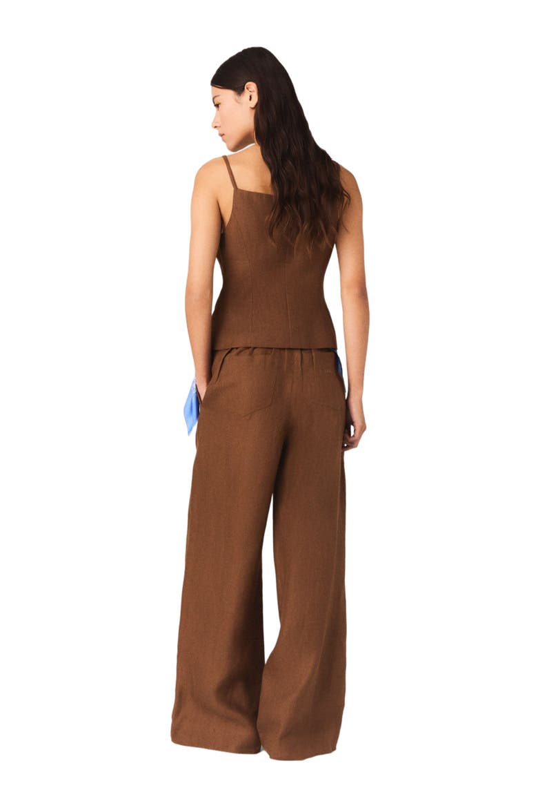 Linen blend top, Alternate, color, Brown