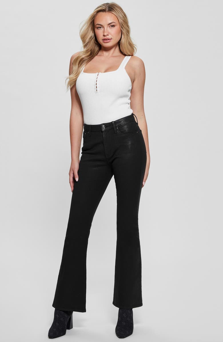 GUESS Sexy Coated Flare Jeans, Alternate, color,