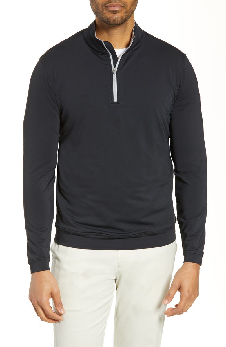 Peter Millar Perth Performance Quarter Zip Sweatshirt, Main, color, Black