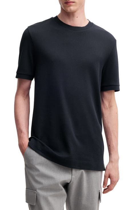 Tesar Waffle Texture Cotton & Silk T-Shirt