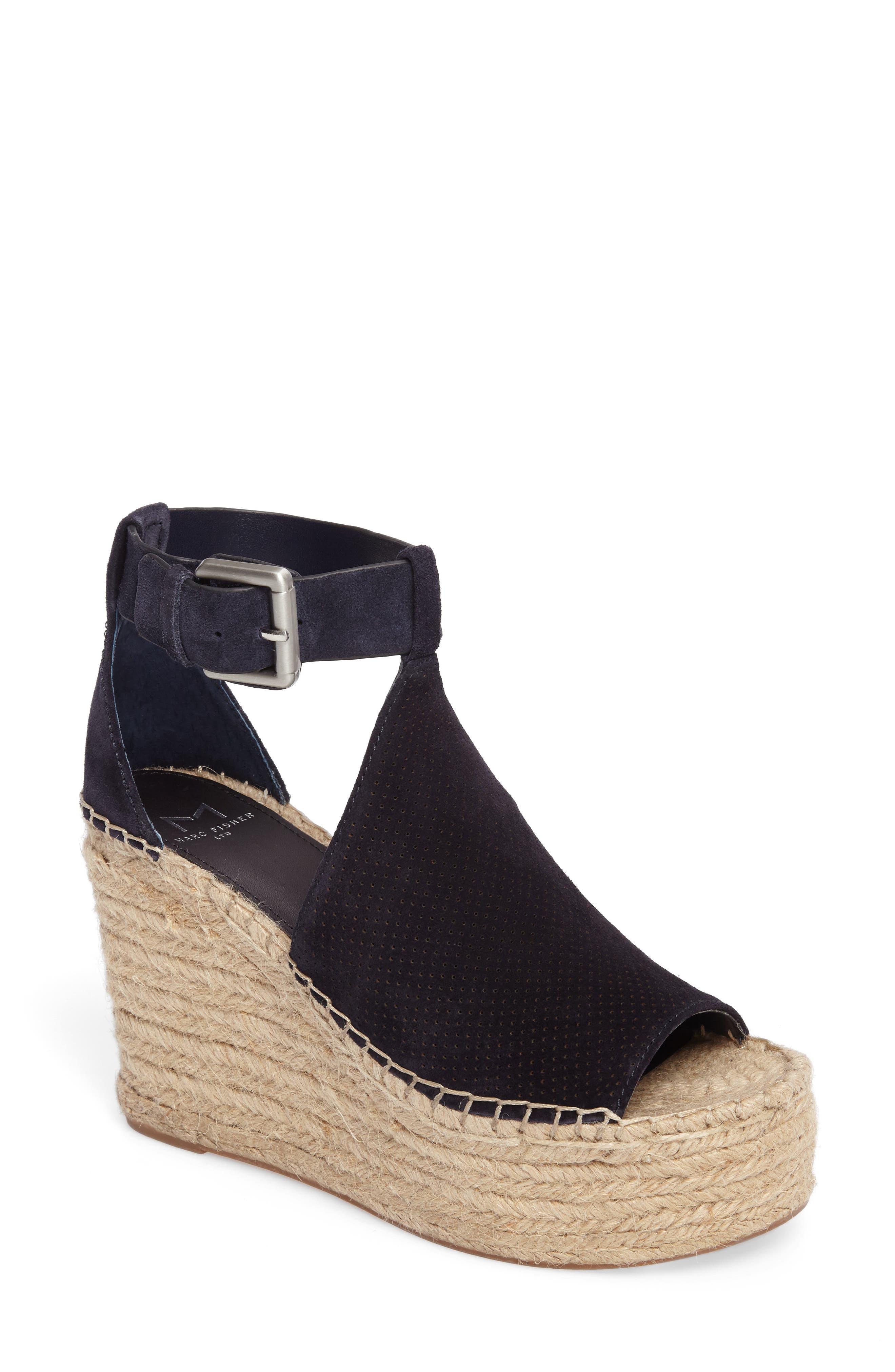 Marc Fisher LTD Annie Perforated Espadrille Platform Wedge, Main, color, 