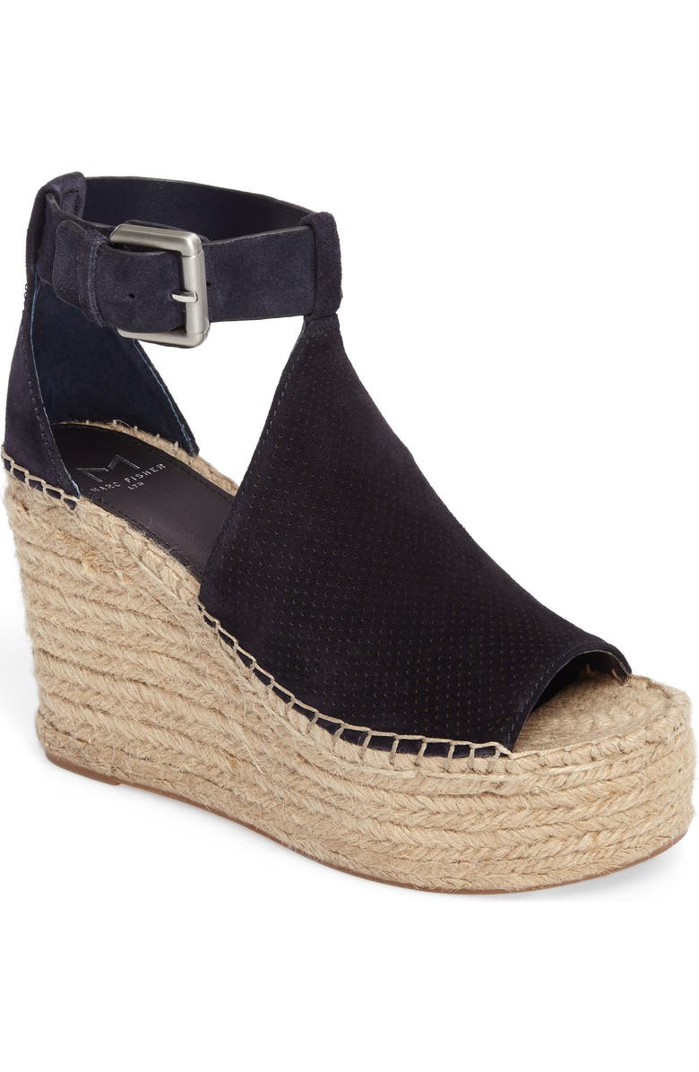 Marc Fisher LTD Annie Perforated Espadrille Platform Wedge, Main, color,