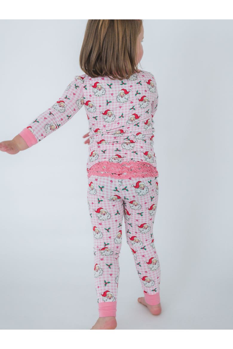 Softsnooze Toddler Girls Ruffle Long Sleeve Pajama Set, Alternate, color, Pink Dear Santa