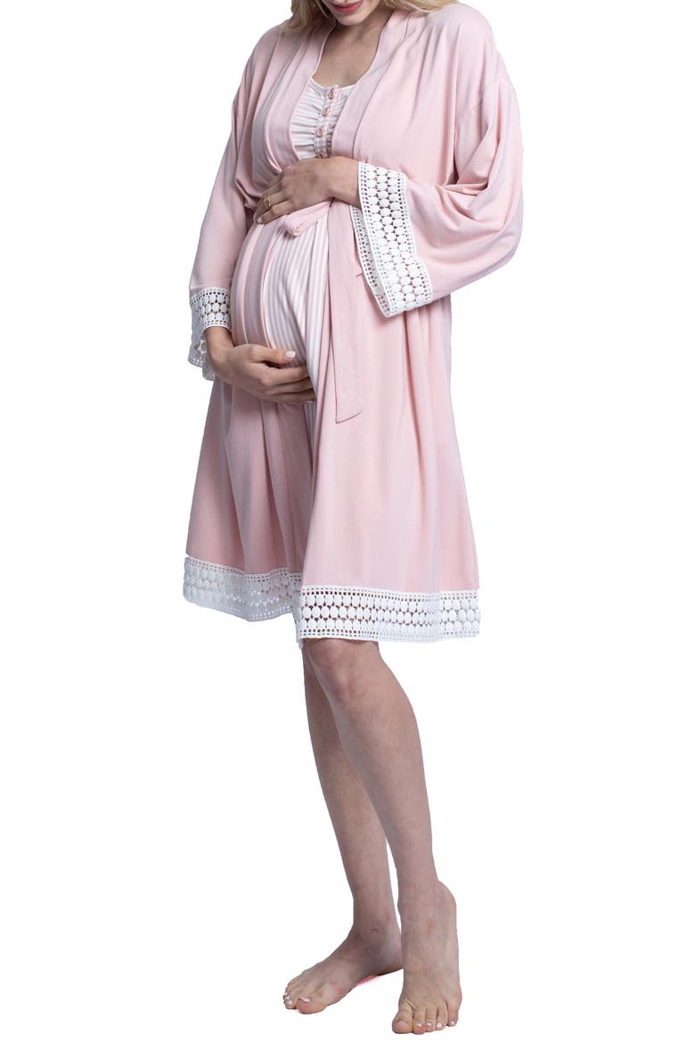 Hospital Pack Nursing Nightgown, Robe & Baby Wrap, Alternate, color, PINK