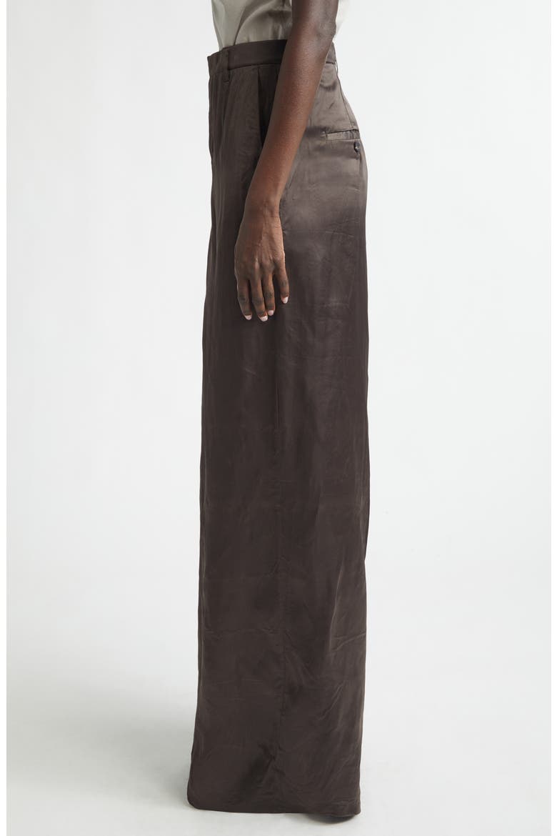 Firbanks High Waist Wide Leg Pleat Front Cupro Satin Pants, Alternate, color, DARK DUST
