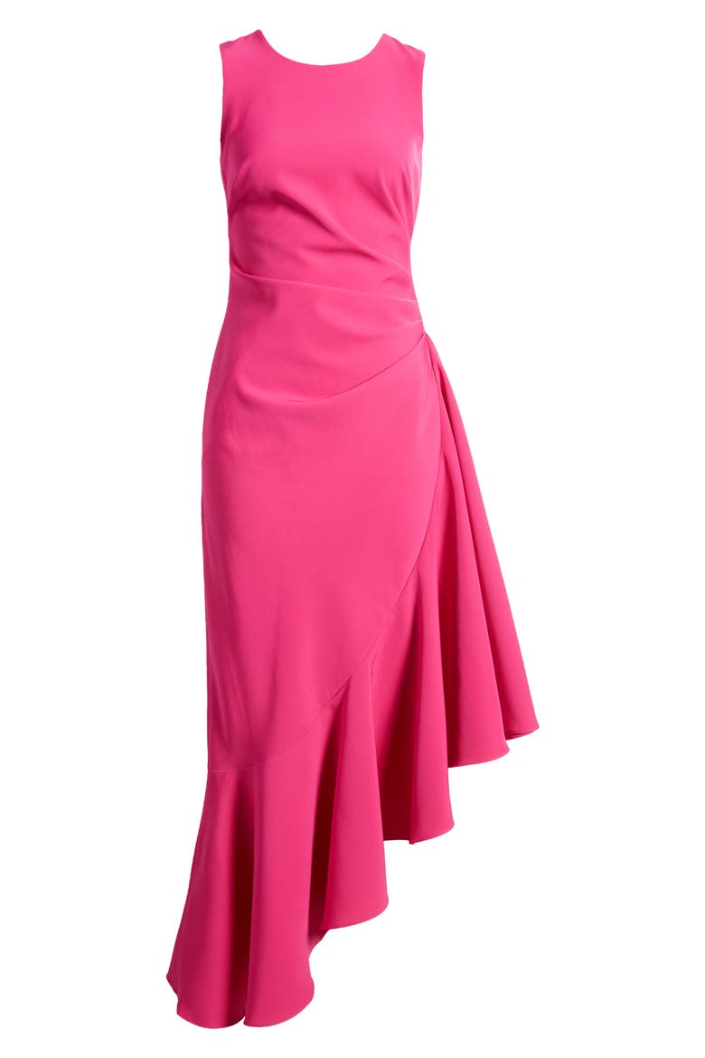 Asymmetric Ruffle Hem Cocktail Dress, Alternate, color, PINK