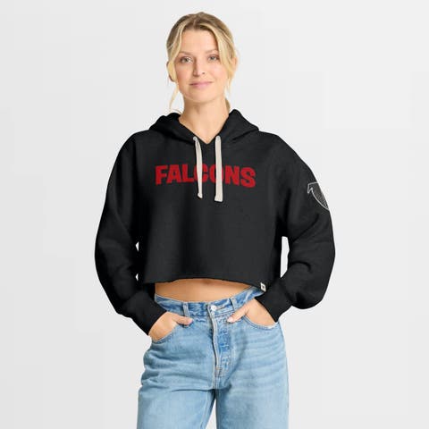 Women's Fanatics Black Atlanta Falcons Oversized Hometown Heritage Cropped Hoodie