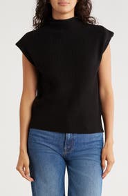 Blu Pepper Mock Neck Cap Sleeve Sweater