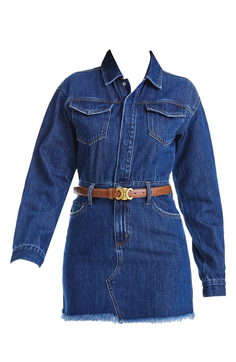 Bayeas Resa Long Sleeve Fray Hem Denim Mini Shirtdress, Alternate, color, Dark Blue