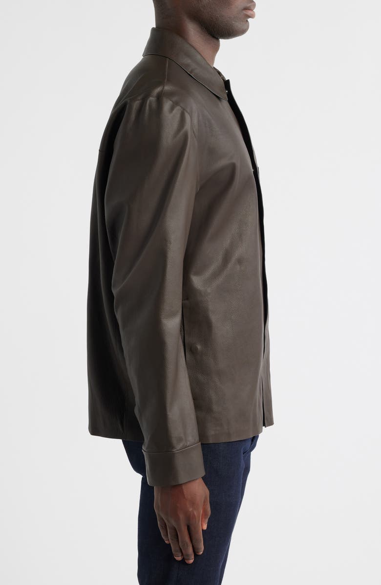 BOSS Mandalo Leather Jacket, Alternate, color, Dark Brown