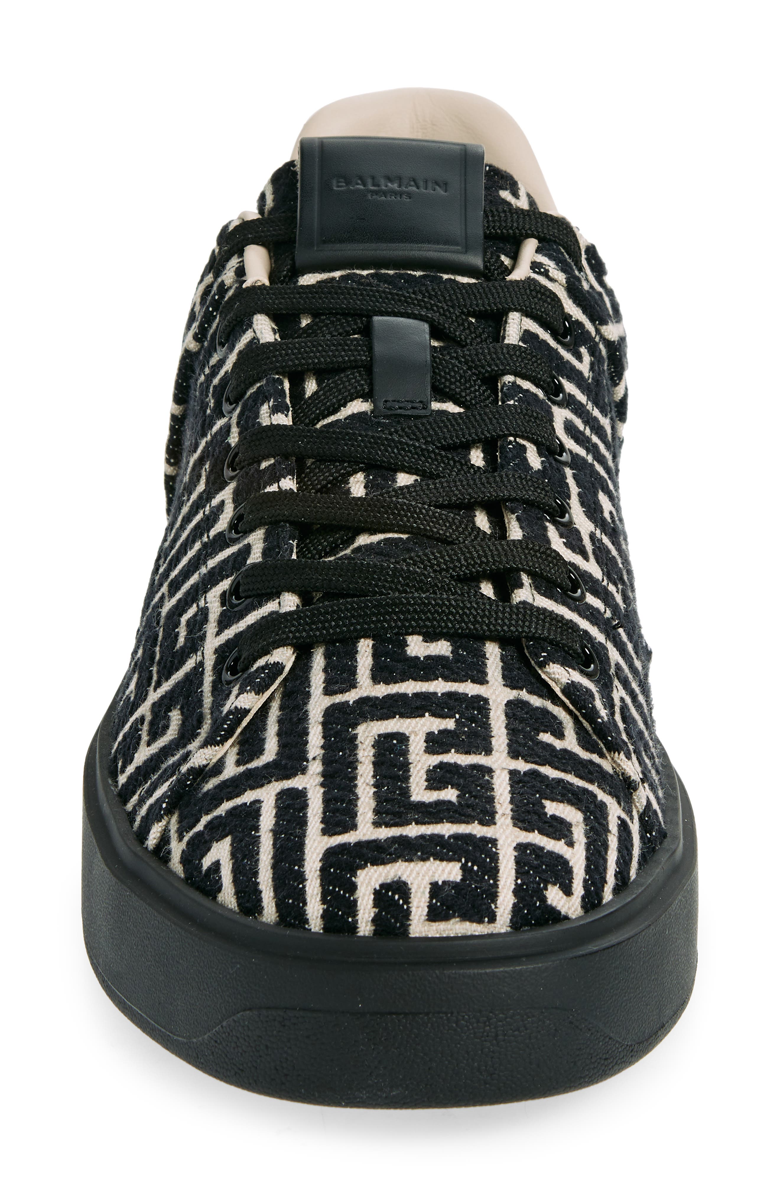 Balmain B-Court Monogram Low Top Sneaker, Alternate, color, Black/ Ivory