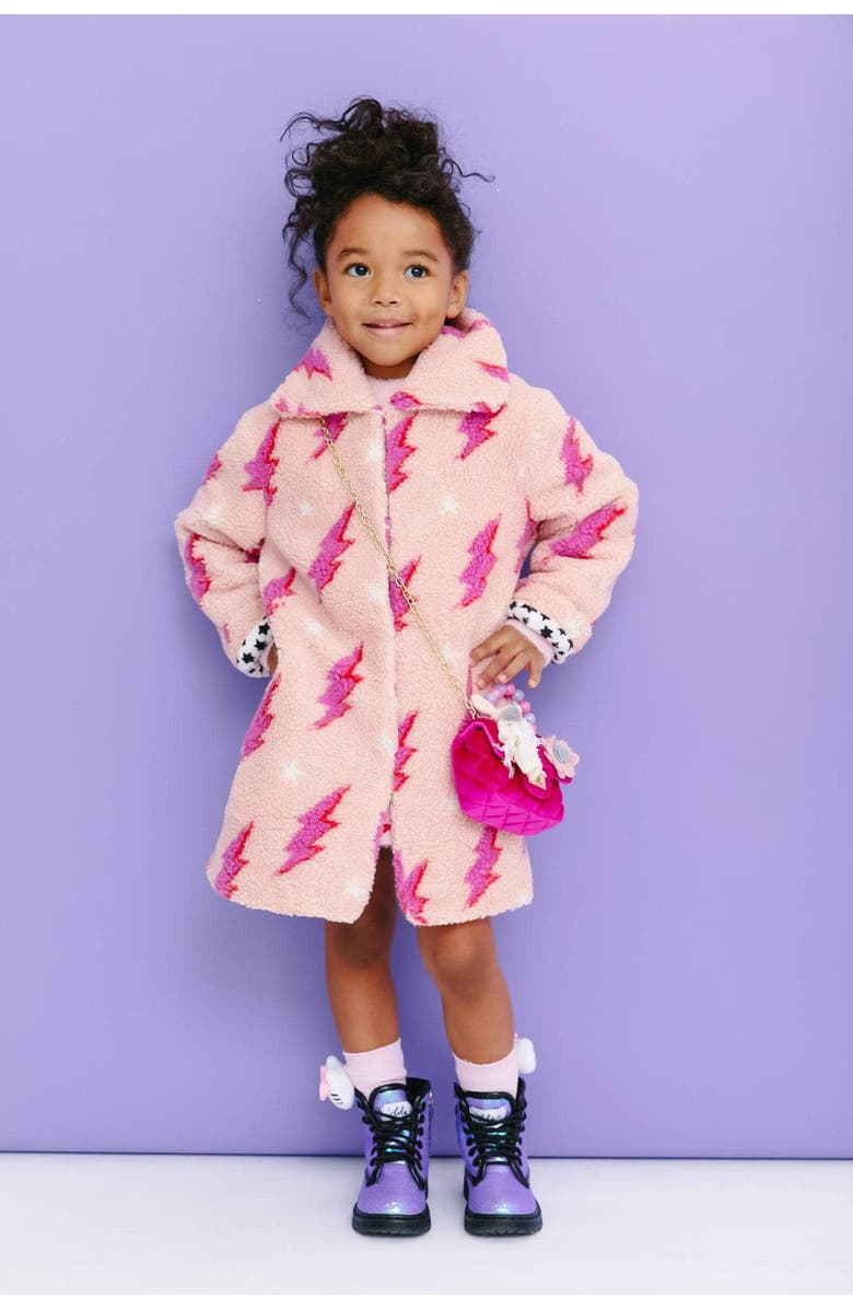 Lola + The Boys Lighting Flash Teddy Coat, Alternate, color, Pink