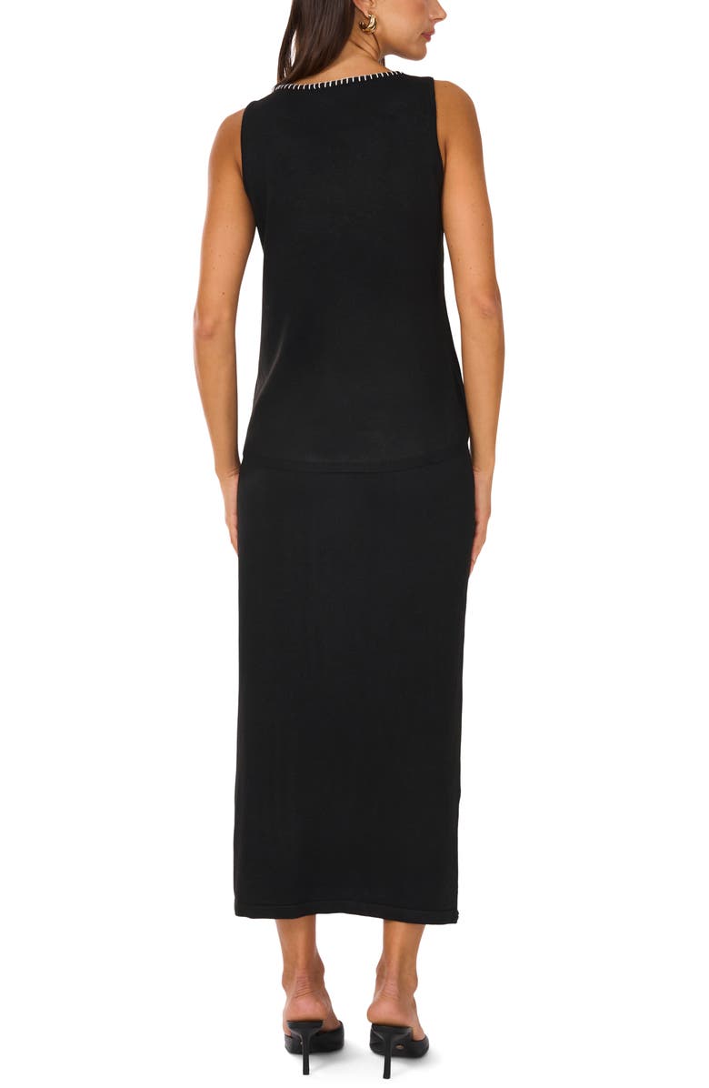 Vince Camuto Whipstitch Midi Sweater Skirt, Alternate, color, Rich Black