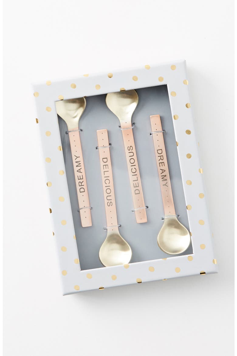 Anthropologie Albertina Set of 4 Condiment Spoons, Alternate, color, ROSE GOLD