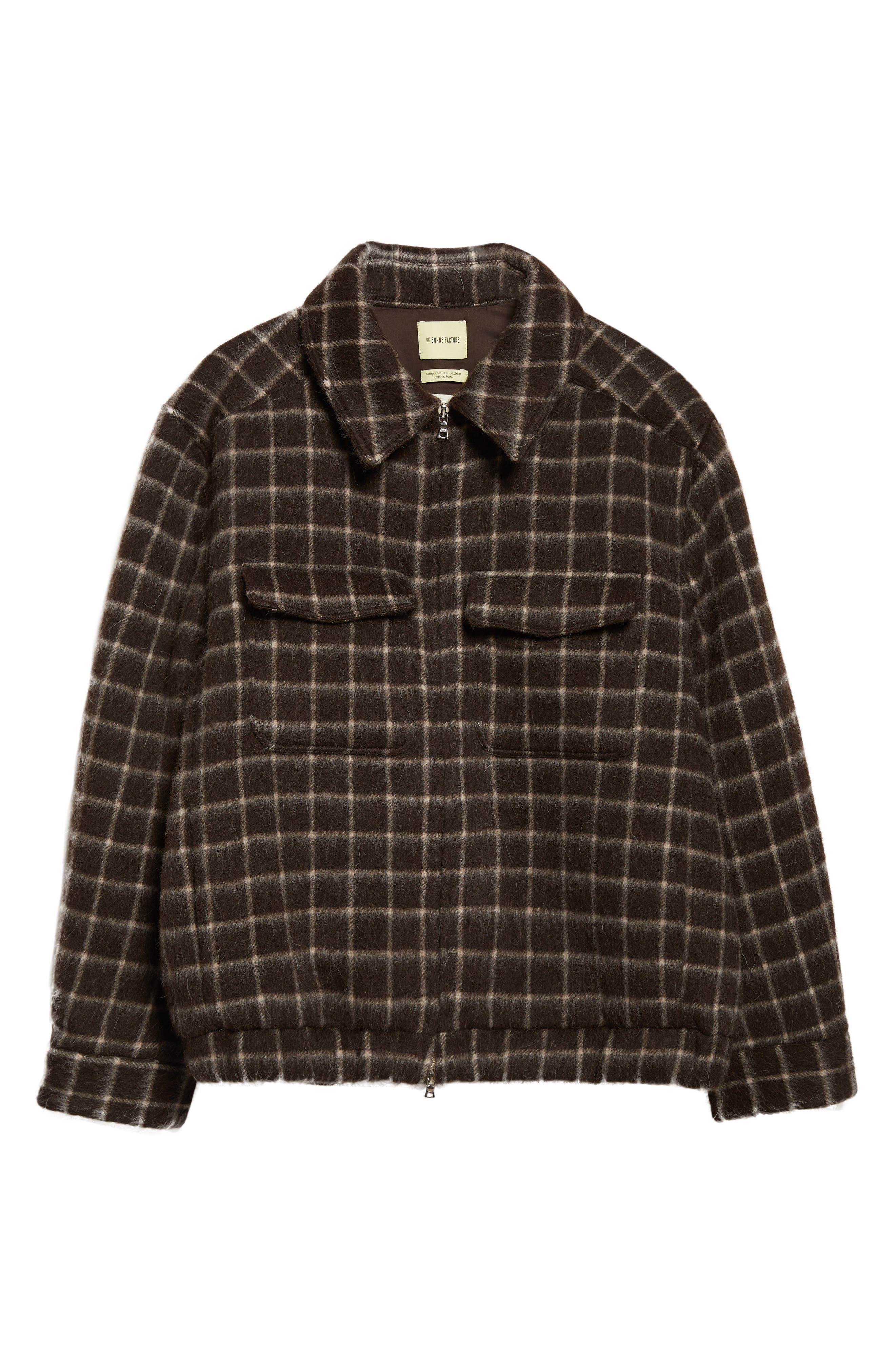 Student Windowpane Check Baby Llama Hair Blend Jacket (Men