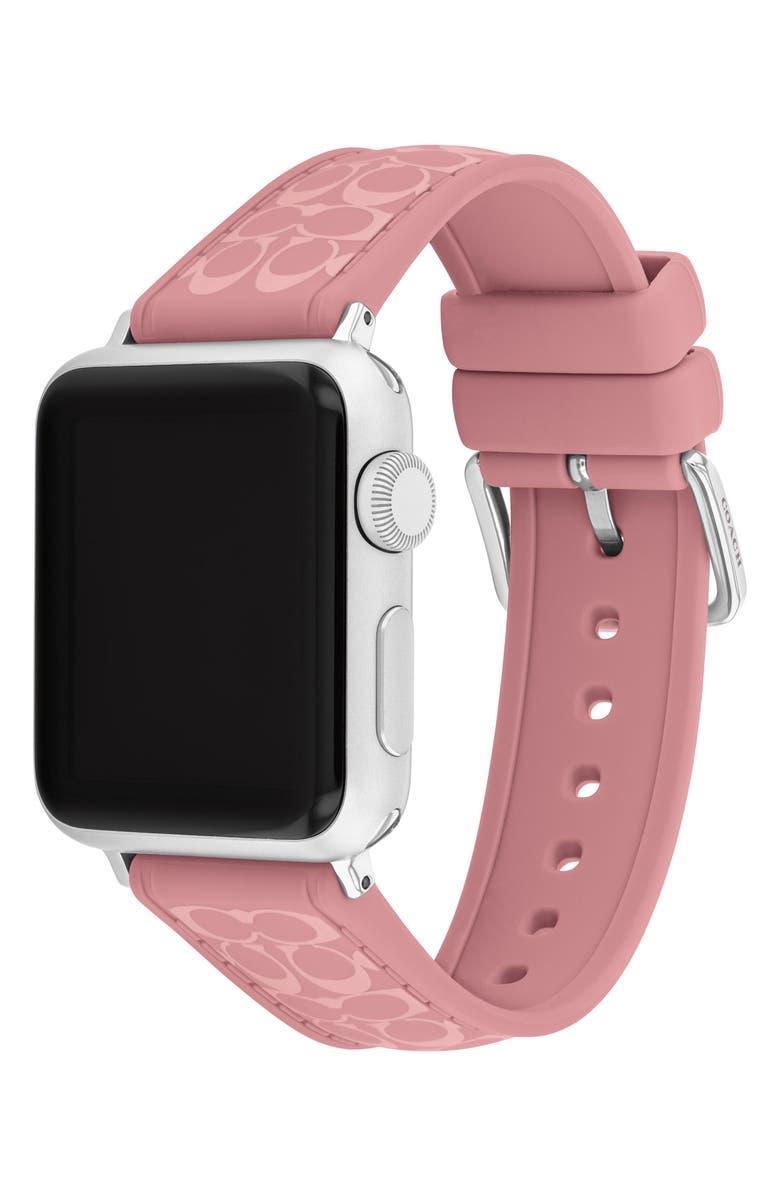 COACH Signature C Silicone Apple Watch<sup>®</sup> Watchband, Alternate, color,