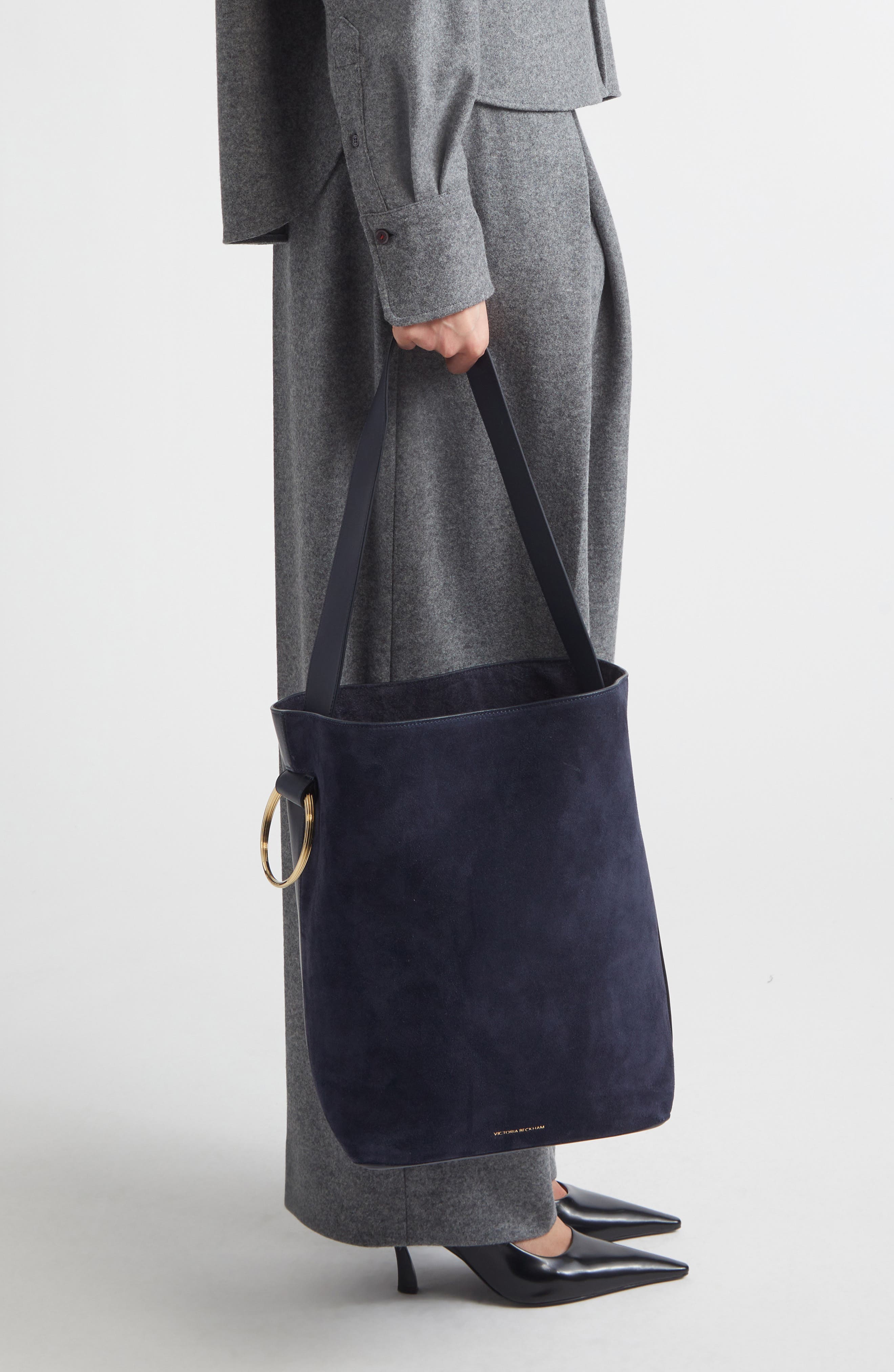 Victoria Beckham Dia North/South Bucket Bag, Alternate, color, Navy