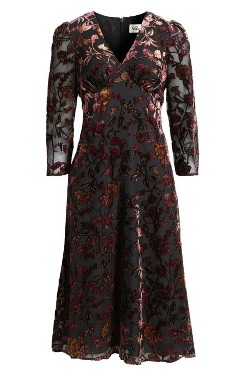 Burnout Velvet Midi Dress