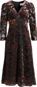 Eliza J Burnout Velvet Midi Dress