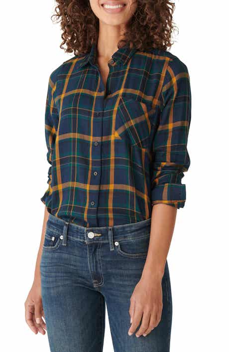 Lucky Brand Plaid Cotton Blend Flannel Button Up Shirt