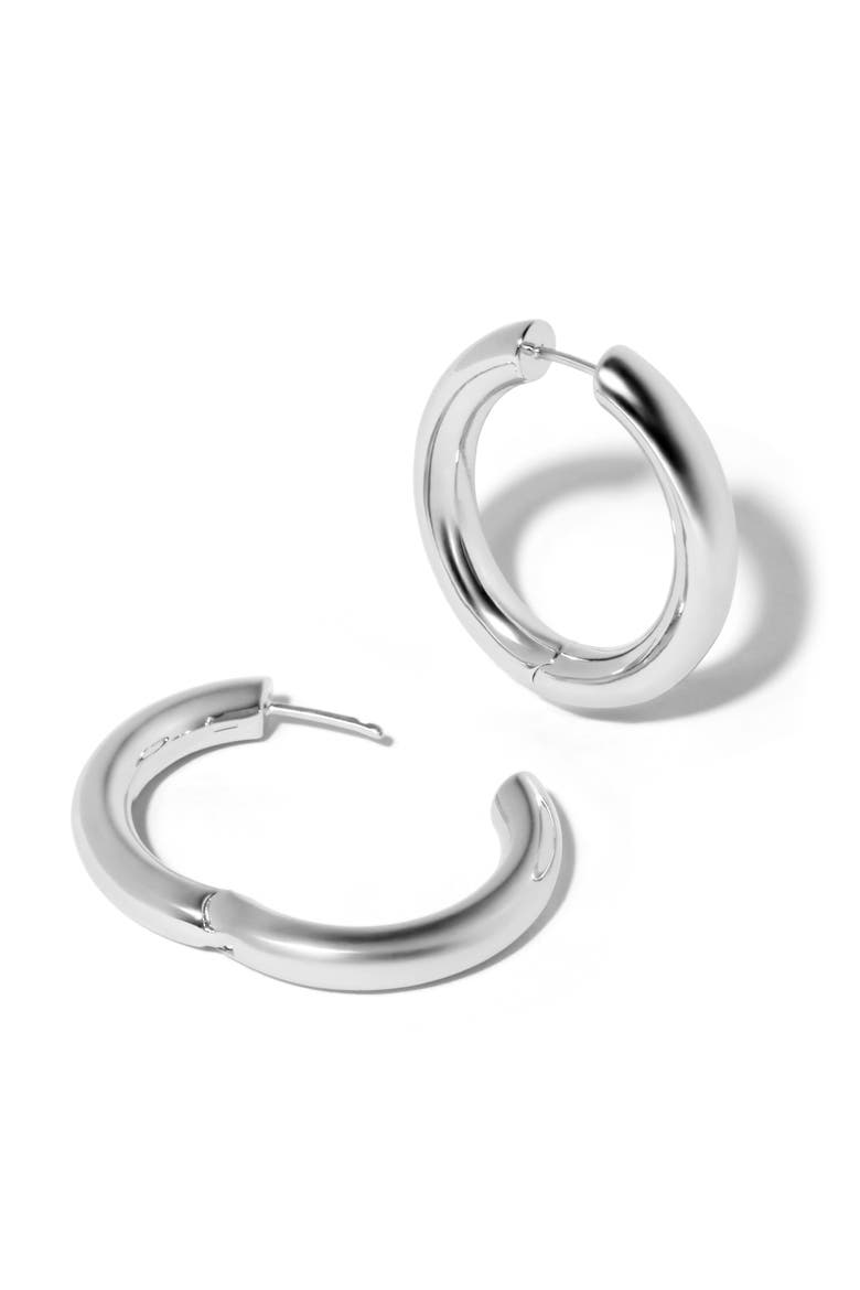 Lilly Hinged Hoop Earrings, Alternate, color, SILVER