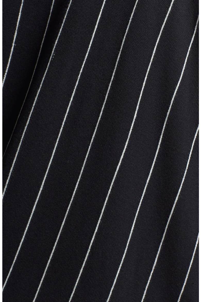 Pinstripe Oversize V-Neck Sweater, Alternate, color, RICH BLACK