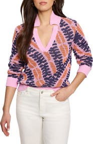 NIC+ZOE Squiggle Jacquard Mesh Sweater