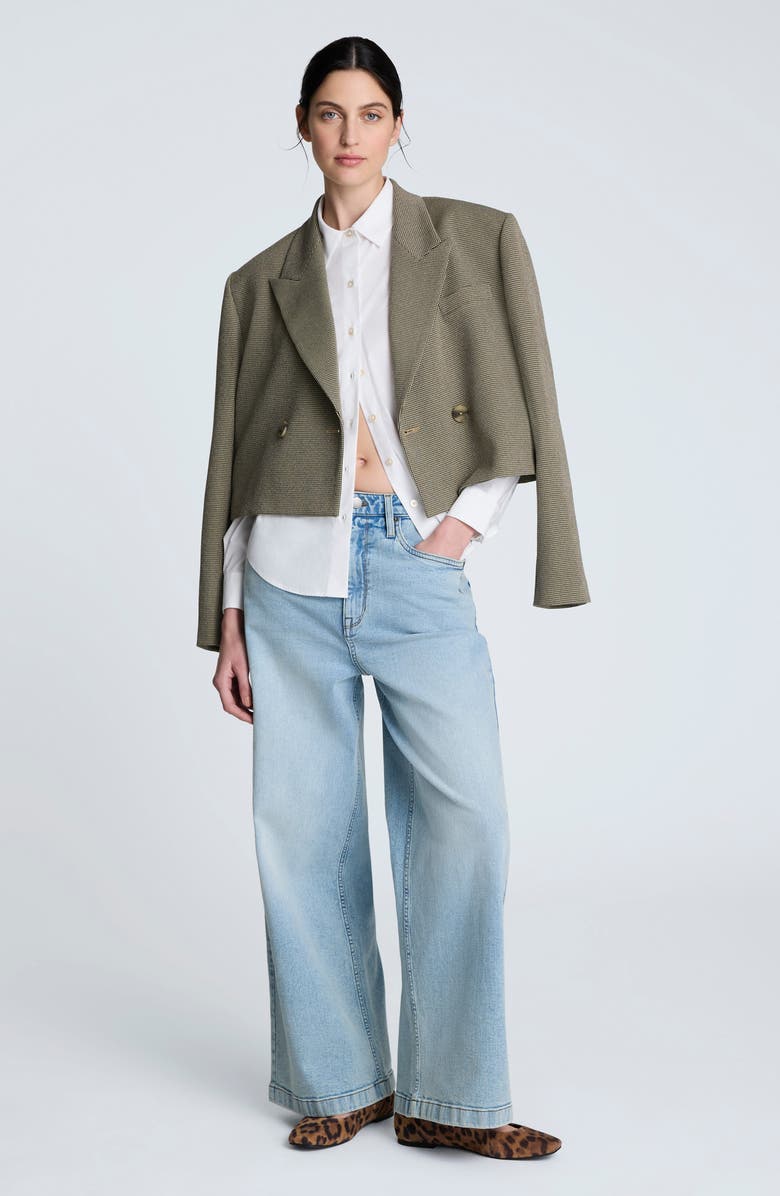 Kenneth Cole Shaped Cotton Blend Button-Up Shirt, Alternate, color, Pure White