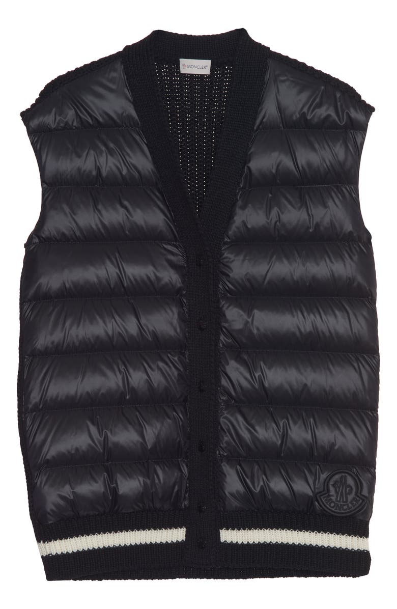 Moncler Quilted Down 
Rib Knit Vest, Alternate, color, Black
