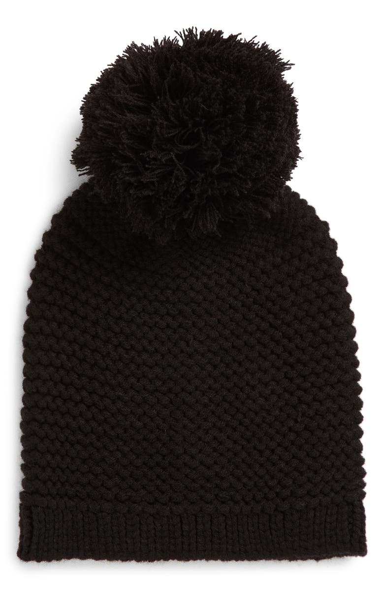 UGG<sup>®</sup> Chunky Knit Beanie with Pompom, Main, color, Black