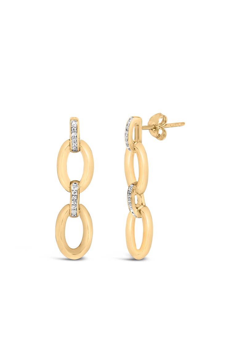 Gold Vermeil Diamond Accent Bold Oval Link Earring, Alternate, color, Silver