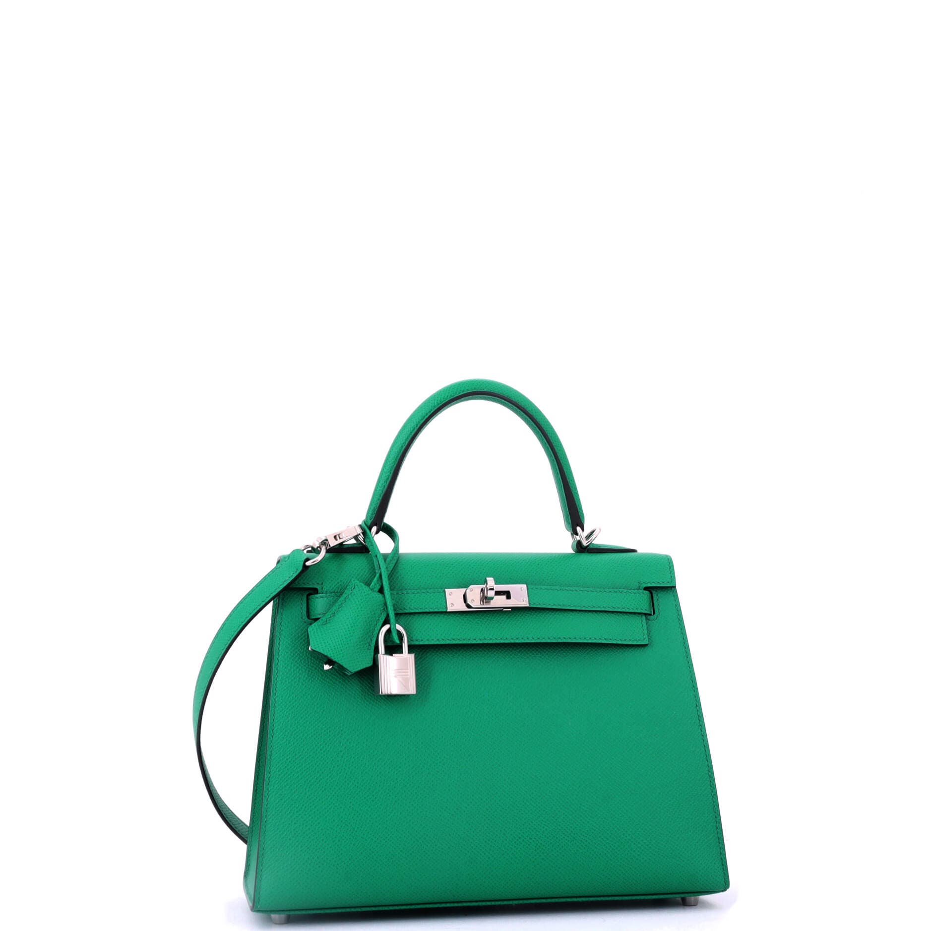 Pre-Owned Hermes Kelly Handbag Green Epsom with Palladium Hardware 25, Alternate, color, Vert Jade