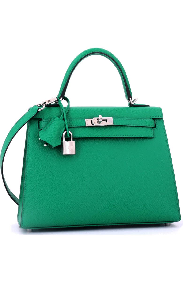 Pre-Owned Hermes Kelly Handbag Green Epsom with Palladium Hardware 25, Alternate, color, Vert Jade