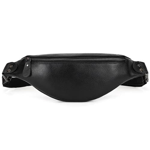 Steel Horse Leather The Walcott Leather Waist Bag | Black Leather Fanny Pack In Black